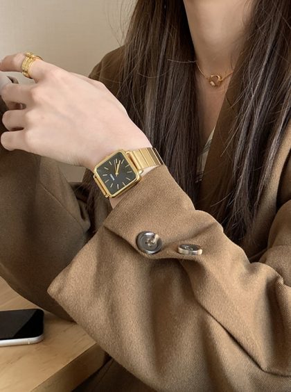 Moteriškas auksinis nerūdijančio plieno laikrodis